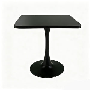 English Elm Square Tulip Pedestal Dining Table Mid Century Modern Bistro Style for Small Spaces Black W2641P499881