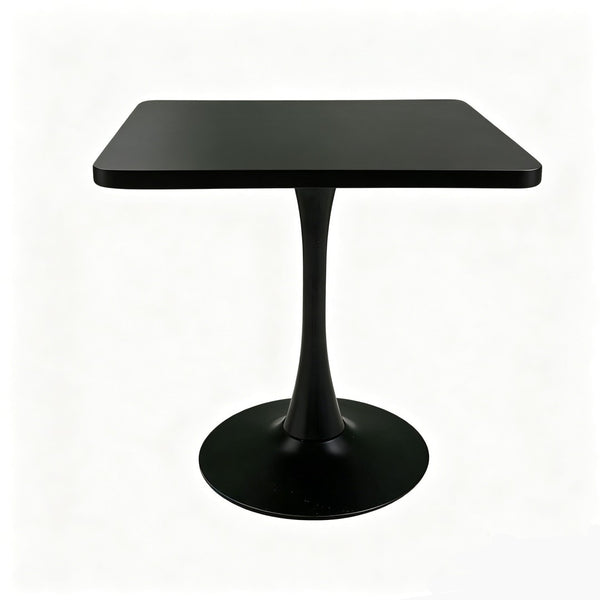 English Elm Square Tulip Pedestal Dining Table Mid Century Modern Bistro Style for Small Spaces Black W2641P499881