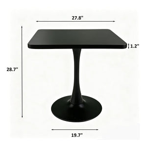 English Elm Square Tulip Pedestal Dining Table Mid Century Modern Bistro Style for Small Spaces Black W2641P499881