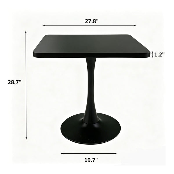 English Elm Square Tulip Pedestal Dining Table Mid Century Modern Bistro Style for Small Spaces Black W2641P499881