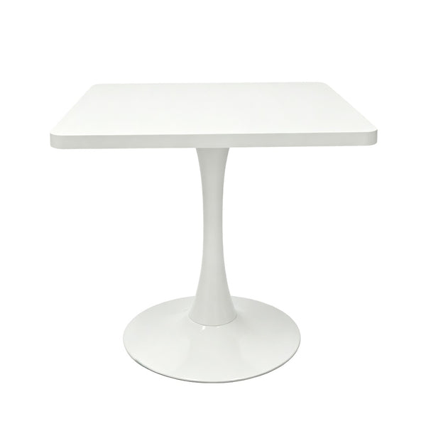 English Elm Square Tulip Pedestal Dining Table Mid Century Modern Bistro Style for Small Spaces White W2641P499882