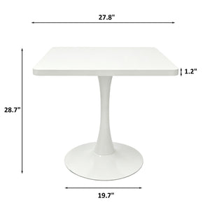 English Elm Square Tulip Pedestal Dining Table Mid Century Modern Bistro Style for Small Spaces White W2641P499882