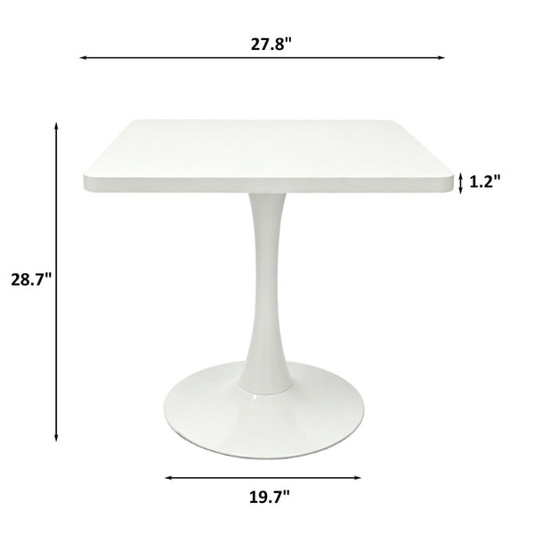 English Elm Square Tulip Pedestal Dining Table Mid Century Modern Bistro Style for Small Spaces White W2641P499882