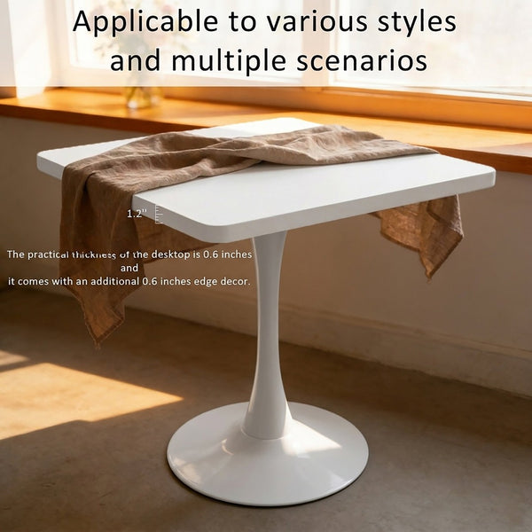 English Elm Square Tulip Pedestal Dining Table Mid Century Modern Bistro Style for Small Spaces White W2641P499882
