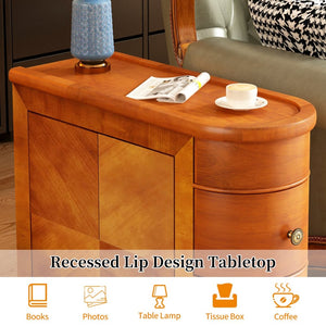 English Elm Wood Slim Nightstand with Two Drawers Vintage Walnut Finish Fully Assembled Bedside Table W2641P504450