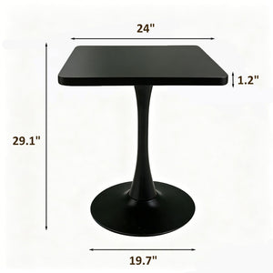 English Elm Square Tulip Bistro Table Compact Pedestal Base Mid Century Modern for Studio Kitchens Black W2641P504559