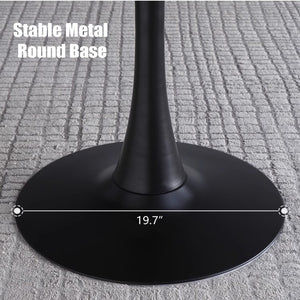 English Elm Square Tulip Bistro Table Compact Pedestal Base Mid Century Modern for Studio Kitchens Black W2641P504559