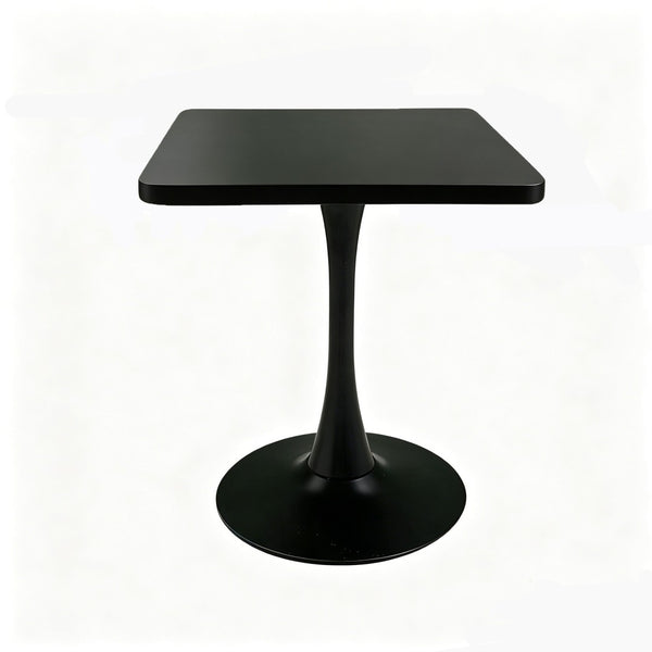 English Elm Square Tulip Bistro Table Compact Pedestal Base Mid Century Modern for Studio Kitchens Black W2641P504559