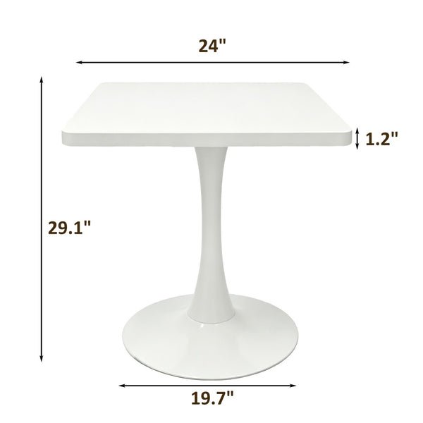 English Elm Square Tulip Bistro Table Compact Pedestal Base Mid Century Modern for Studio Kitchens White W2641P504560