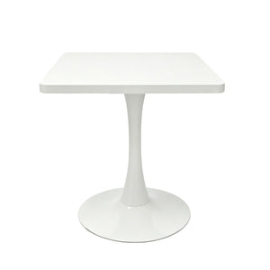 English Elm Square Tulip Bistro Table Compact Pedestal Base Mid Century Modern for Studio Kitchens White W2641P504560