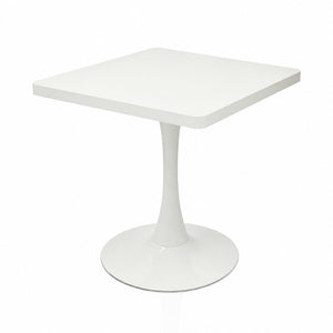 English Elm Square Tulip Bistro Table Compact Pedestal Base Mid Century Modern for Studio Kitchens White W2641P504560