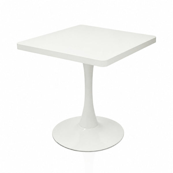 English Elm Square Tulip Bistro Table Compact Pedestal Base Mid Century Modern for Studio Kitchens White W2641P504560