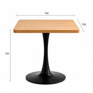 English Elm Square Tulip Bistro Table Compact Pedestal Base Mid Century Modern for Studio Kitchens Natural W2641P504561