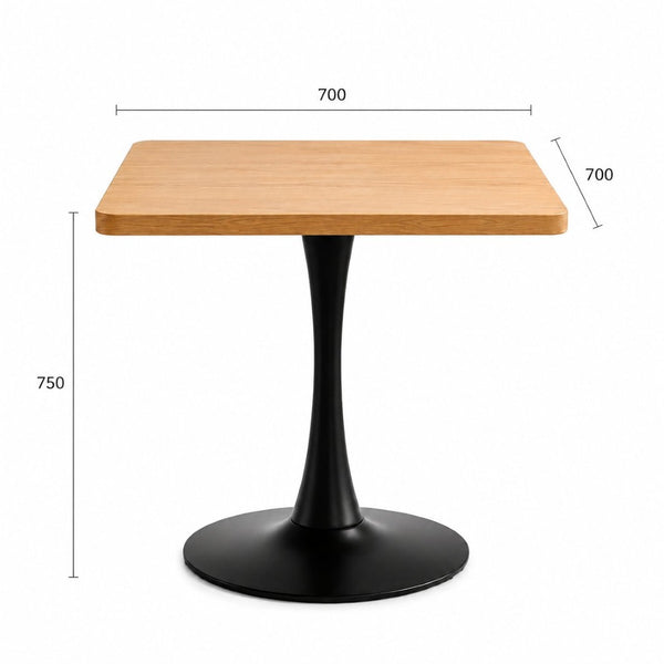 English Elm Square Tulip Bistro Table Compact Pedestal Base Mid Century Modern for Studio Kitchens Natural W2641P504561