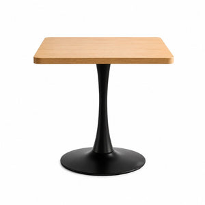 English Elm Square Tulip Bistro Table Compact Pedestal Base Mid Century Modern for Studio Kitchens Natural W2641P504561