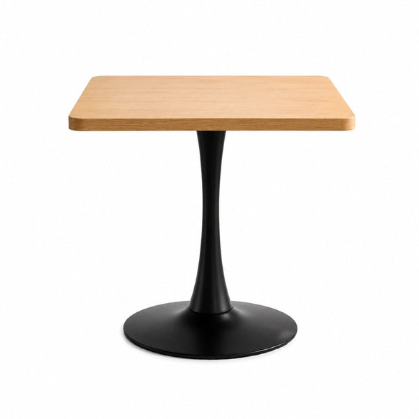 English Elm Square Tulip Bistro Table Compact Pedestal Base Mid Century Modern for Studio Kitchens Natural W2641P504561