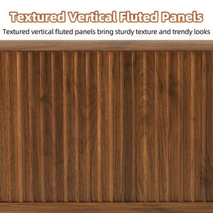 English Elm Fluted Oval Lift Top Coffee Table with Hidden Storage and Warm Walnut Finish W2641P526930