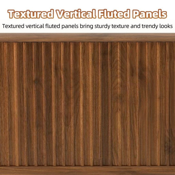 English Elm Fluted Oval Lift Top Coffee Table with Hidden Storage and Warm Walnut Finish W2641P526930