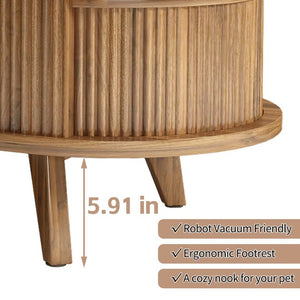 English Elm Fluted Oval Lift Top Coffee Table with Hidden Storage Mid Century Walnut Finish W2641P526931