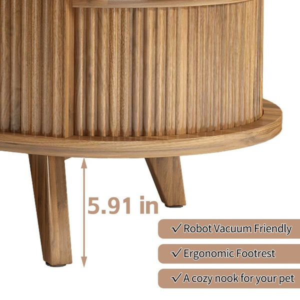 English Elm Fluted Oval Lift Top Coffee Table with Hidden Storage Mid Century Walnut Finish W2641P526931