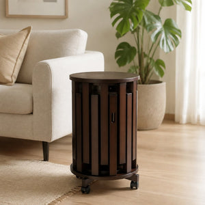 English Elm Stackable Bamboo Stools Set of 6 with Wheeled Nesting Base for Compact Modern Living W2641P566261