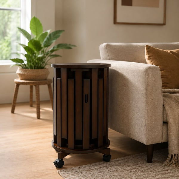 English Elm Stackable Bamboo Stools Set of 6 with Wheeled Nesting Base for Compact Modern Living W2641P566261
