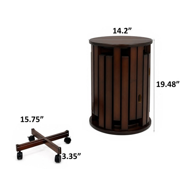 English Elm Stackable Bamboo Stools Set of 6 with Wheeled Nesting Base for Compact Modern Living W2641P566261