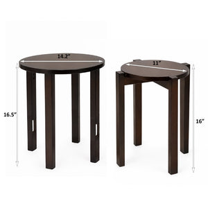 English Elm Stackable Bamboo Stools Set of 6 with Wheeled Nesting Base for Compact Modern Living W2641P566261