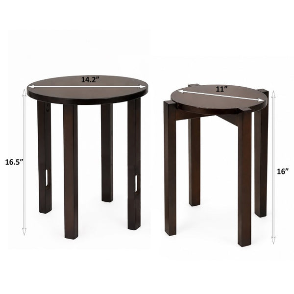 English Elm Stackable Bamboo Stools Set of 6 with Wheeled Nesting Base for Compact Modern Living W2641P566261