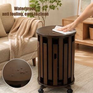 English Elm Stackable Bamboo Stools Set of 6 with Wheeled Nesting Base for Compact Modern Living W2641P566261