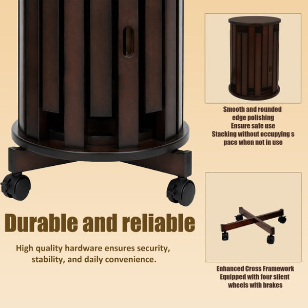 English Elm Stackable Bamboo Stools Set of 6 with Wheeled Nesting Base for Compact Modern Living W2641P566261