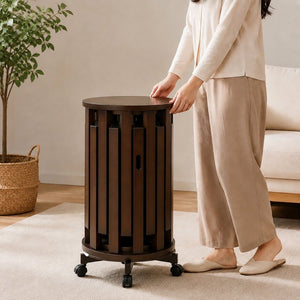 English Elm Stackable Bamboo Stools Set of 6 with Wheeled Nesting Base for Compact Modern Living W2641P566261
