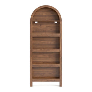 English Elm Behind Door Five Tier Arched Narrow Bookcase Natural Finish Slim Vertical Shelf Unit W2641P601569