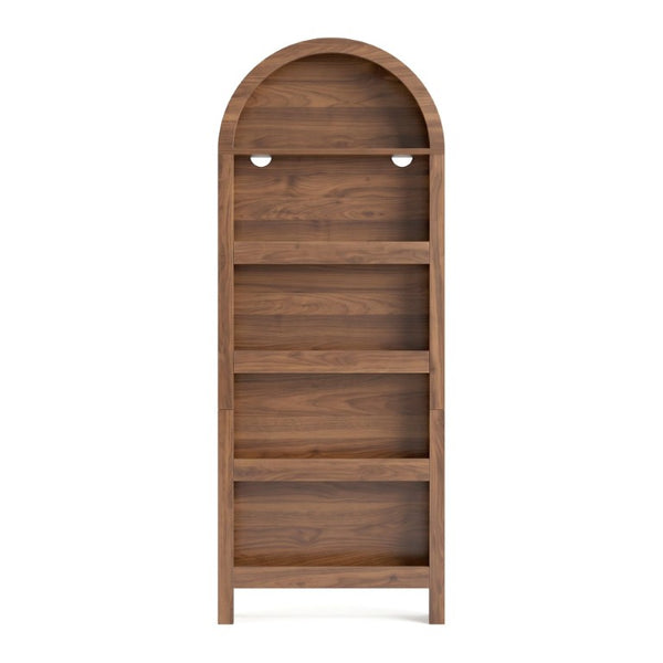 English Elm Behind Door Five Tier Arched Narrow Bookcase Natural Finish Slim Vertical Shelf Unit W2641P601569
