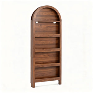English Elm Behind Door Five Tier Arched Narrow Bookcase Natural Finish Slim Vertical Shelf Unit W2641P601569