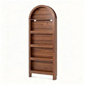 English Elm Behind Door Five Tier Arched Narrow Bookcase Natural Finish Slim Vertical Shelf Unit W2641P601569
