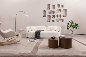 English Elm Luxury Japandi Boucle Two Seat Sofa Low Profile Cloud Cushion Living Room Lounge W2664P285014