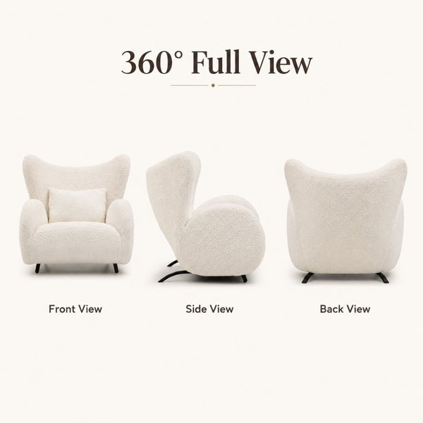 English Elm Modern Teddy Fabric Wingback Accent Chair with Lumbar Pillow for Any Living Space W2664P347174