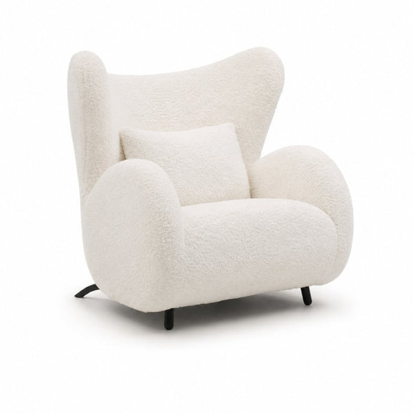 English Elm Modern Teddy Fabric Wingback Accent Chair with Lumbar Pillow for Any Living Space W2664P347174