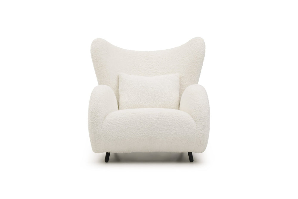 English Elm Modern Teddy Fabric Wingback Accent Chair with Lumbar Pillow for Any Living Space W2664P347174