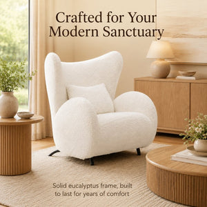 English Elm Modern Teddy Fabric Wingback Accent Chair with Lumbar Pillow for Any Living Space W2664P347174