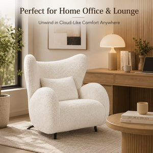 English Elm Modern Teddy Fabric Wingback Accent Chair with Lumbar Pillow for Any Living Space W2664P347174