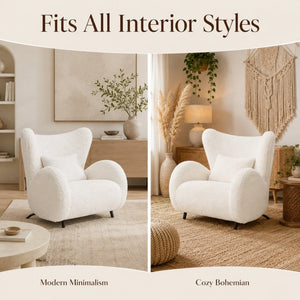 English Elm Modern Teddy Fabric Wingback Accent Chair with Lumbar Pillow for Any Living Space W2664P347174