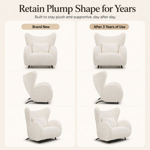 English Elm Modern Teddy Fabric Wingback Accent Chair with Lumbar Pillow for Any Living Space W2664P347174