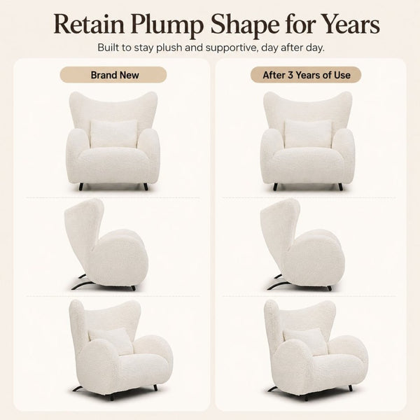 English Elm Modern Teddy Fabric Wingback Accent Chair with Lumbar Pillow for Any Living Space W2664P347174