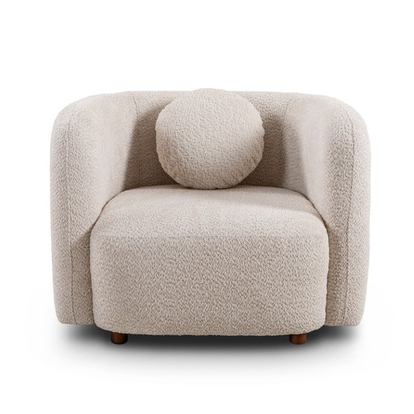 English Elm C3-2508, Japandi Boucle Accent Armchair Low-Profile Cloud Seat for Living Room W2664P421062