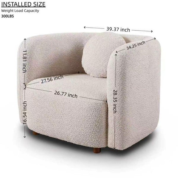 English Elm C3-2508, Japandi Boucle Accent Armchair Low-Profile Cloud Seat for Living Room W2664P421062