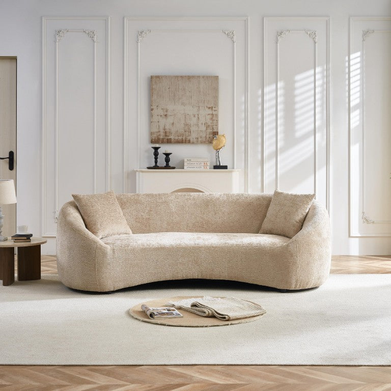 English Elm 93.31 Inch Curved Cloud Sofa Three Seat Chenille Velvet Upholstered for Living Room W2664P577102