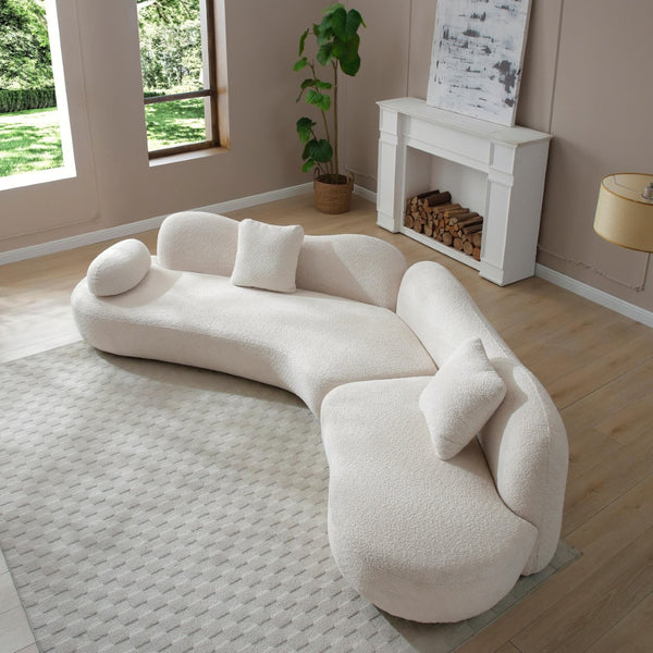 English Elm Modern Boucle Crescent Sectional Sofa with Butterfly Backrest for Stylish Living Spaces W2664S00111