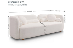 English Elm 3311S, Japandi Cloud Sofa Eight Seat Boucle Upholstered Low Profile Living Room W2664S00113